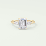2.0 CT Emerald Cut Three Stone  Moissanite Engagement Ring 1