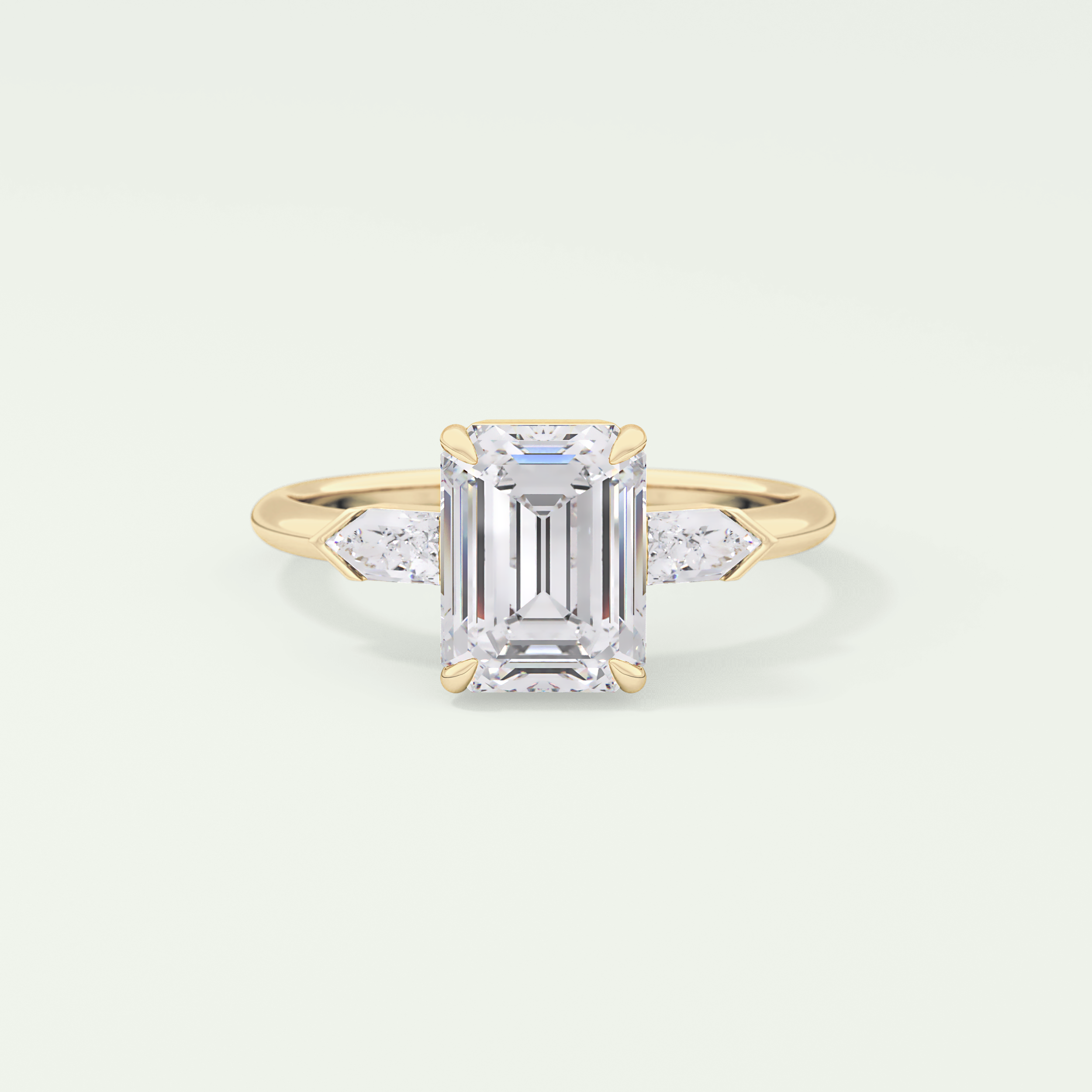 2.0 CT Emerald Cut Three Stone  Moissanite Engagement Ring 1