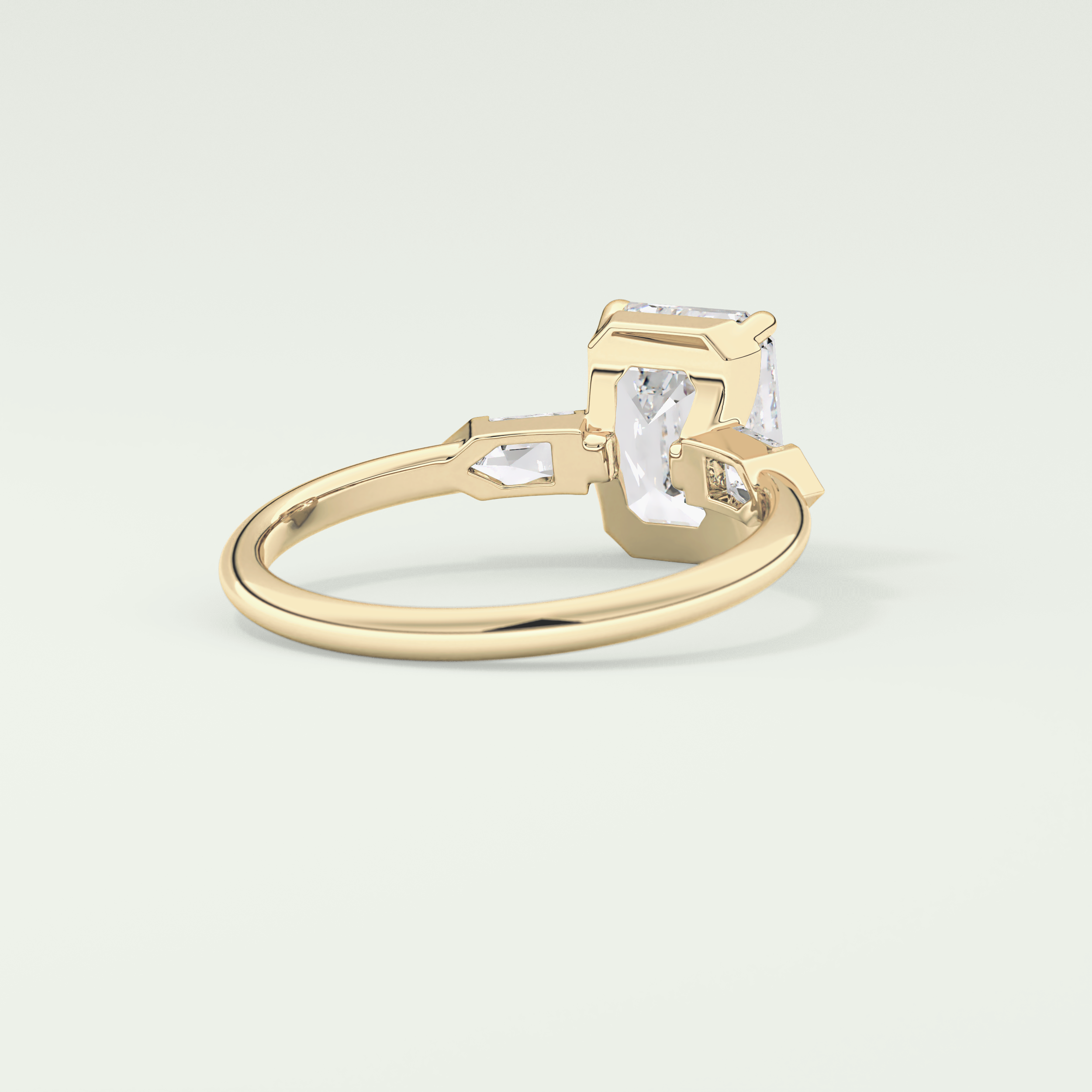 2.0 CT Emerald Cut Three Stone  Moissanite Engagement Ring 2