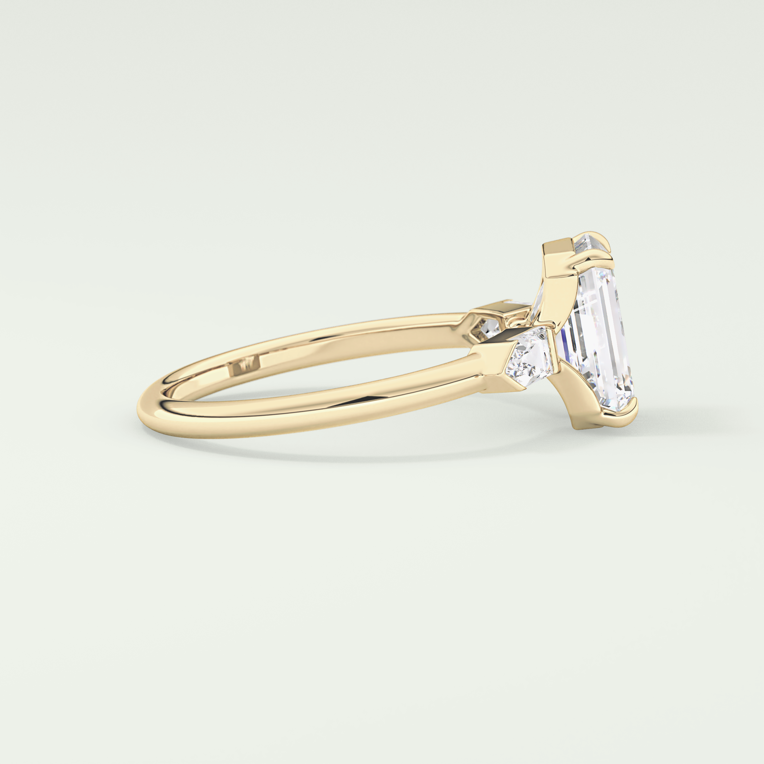 2.0 CT Emerald Cut Three Stone  Moissanite Engagement Ring 3