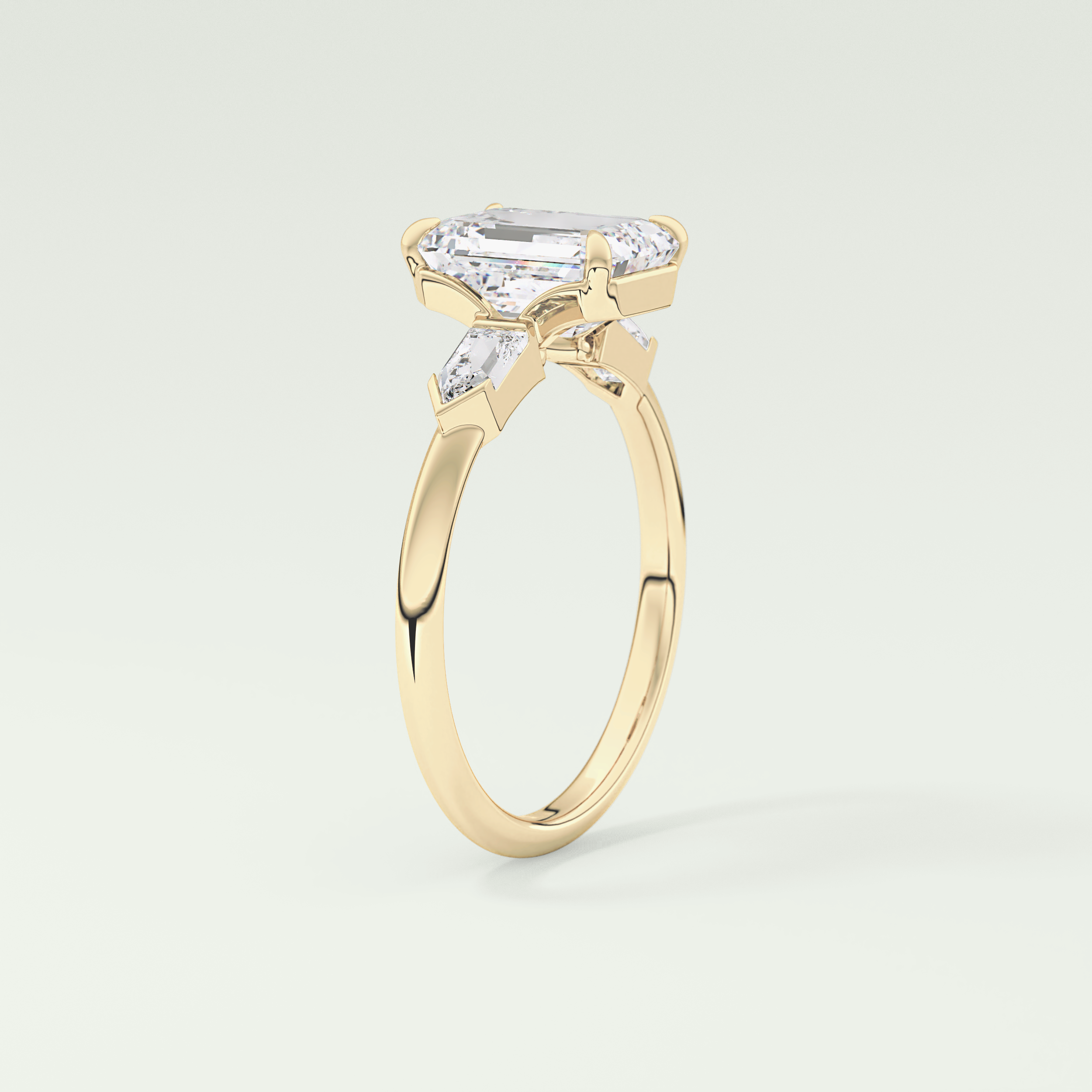 2.0 CT Emerald Cut Three Stone  Moissanite Engagement Ring 5