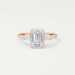2.0 CT Emerald Cut Three Stone  Moissanite Engagement Ring 7