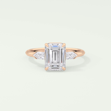 2.0 CT Emerald Cut Three Stone  Moissanite Engagement Ring 7