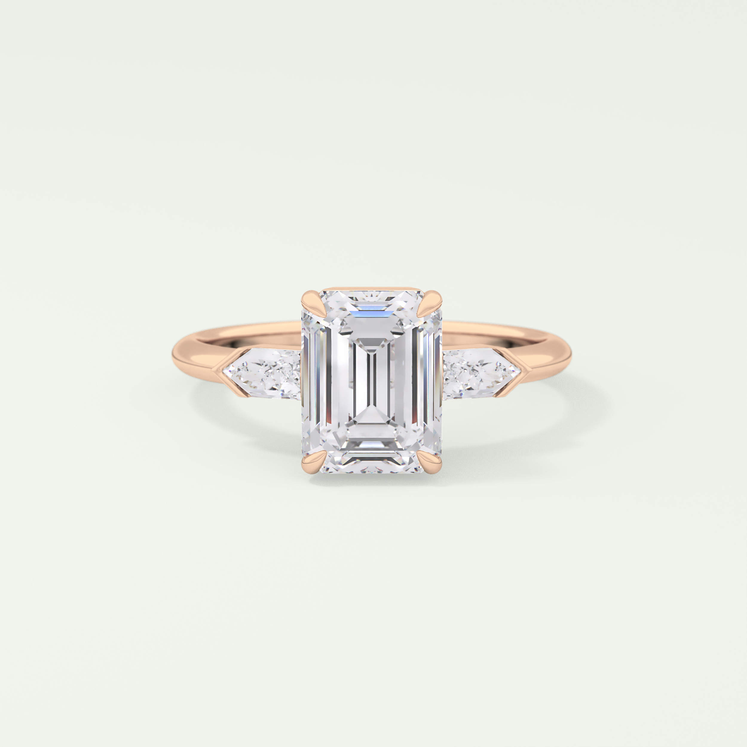 2.0 CT Emerald Cut Three Stone  Moissanite Engagement Ring 7