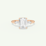 2.0 CT Emerald Cut Three Stone Lab-Grown Diamond Engagement Ring