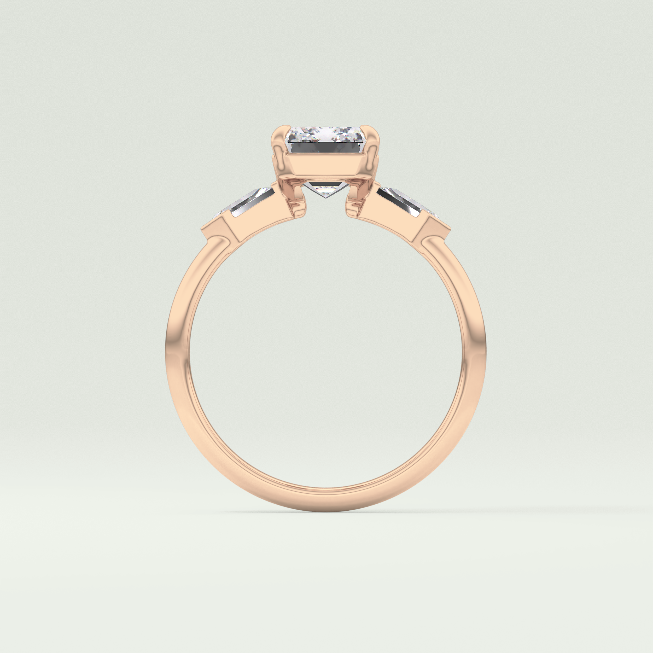 2.0 CT Emerald Cut Three Stone  Moissanite Engagement Ring 12