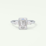 2.0 CT Emerald Cut Three Stone  Moissanite Engagement Ring 13