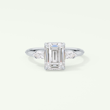 2.0 CT Emerald Cut Three Stone  Moissanite Engagement Ring 13