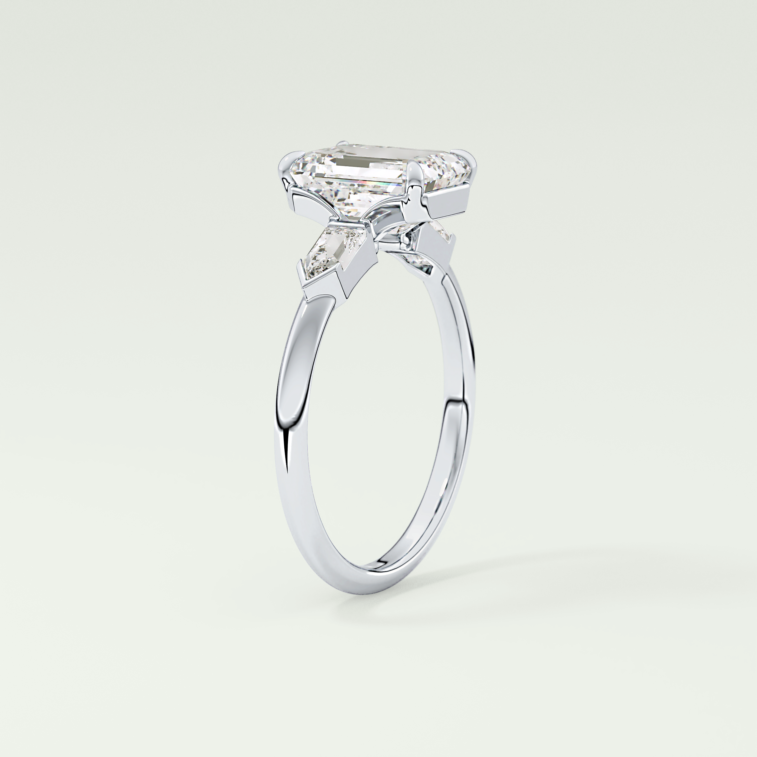 2.0 CT Emerald Cut Three Stone  Moissanite Engagement Ring 17