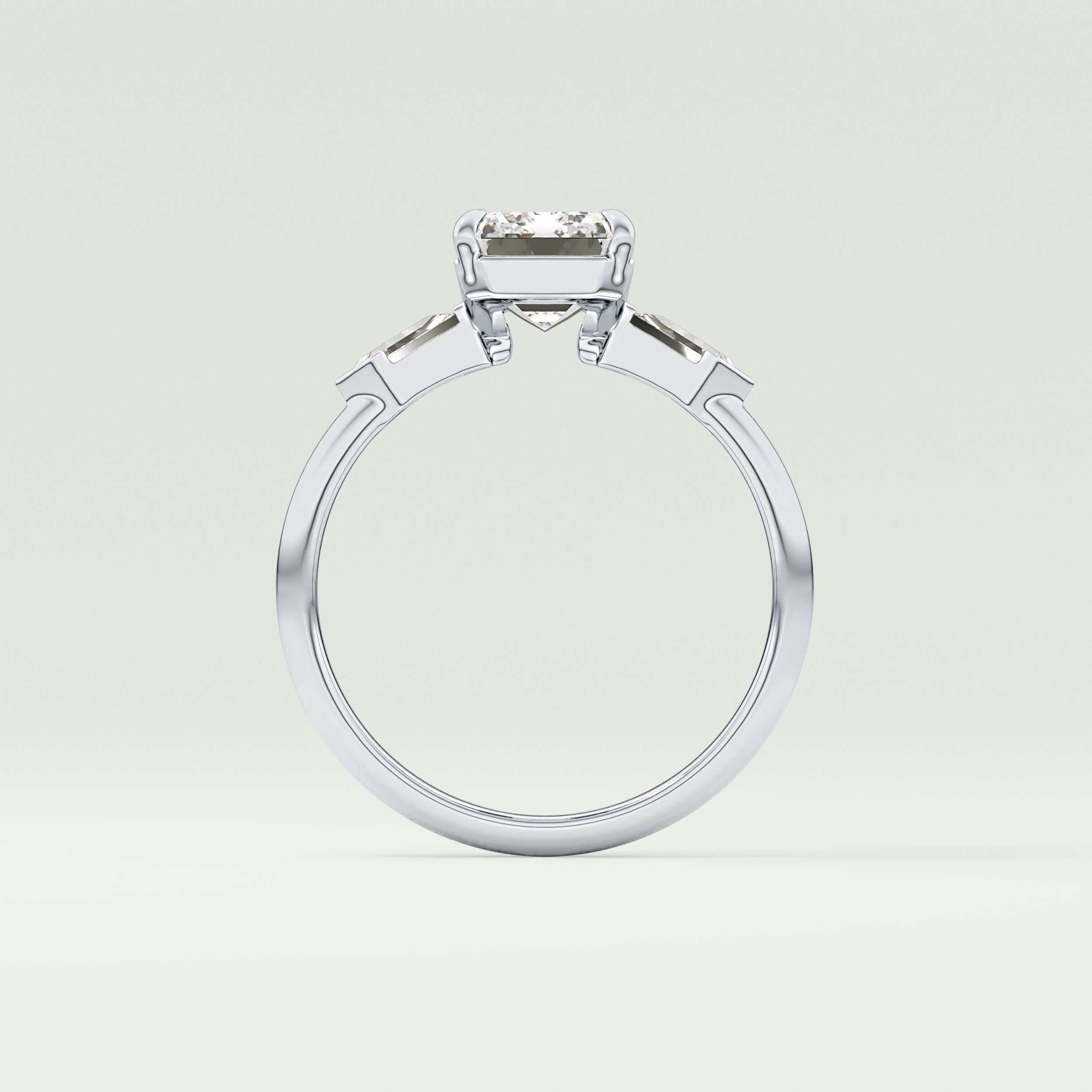 2.0 CT Emerald Cut Three Stone  Moissanite Engagement Ring 18