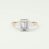2.0 CT Emerald Cut Three Stone Lab Grown Diamond Engagement Ring