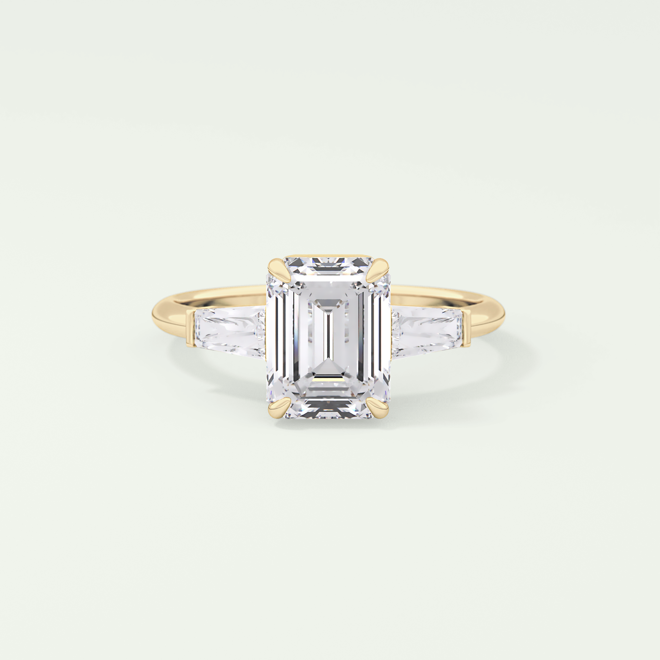 2.0 CT Emerald Cut Three Stone Lab Grown Diamond Engagement Ring