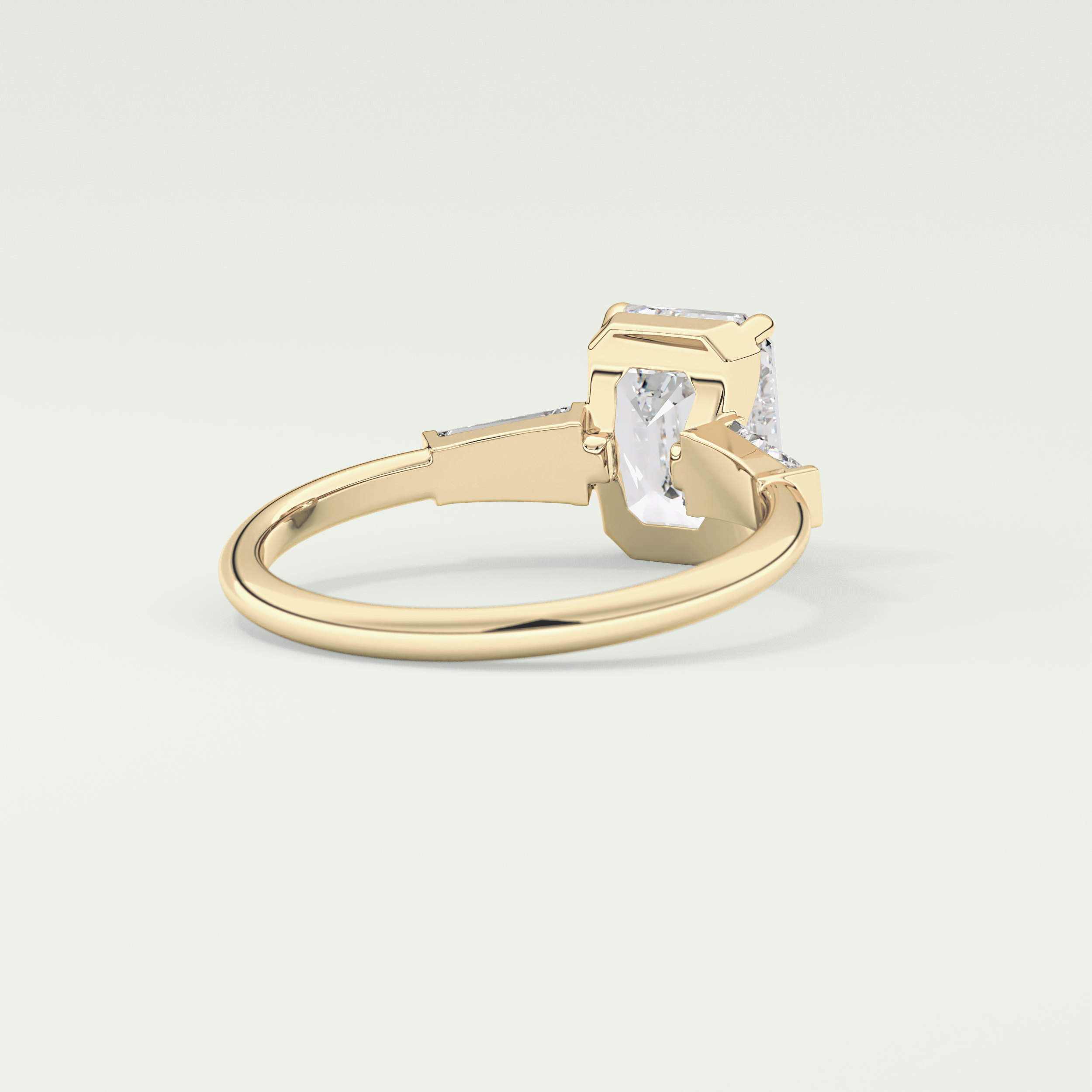 2.0 CT Emerald Cut Three Stone Lab Grown Diamond Engagement Ring