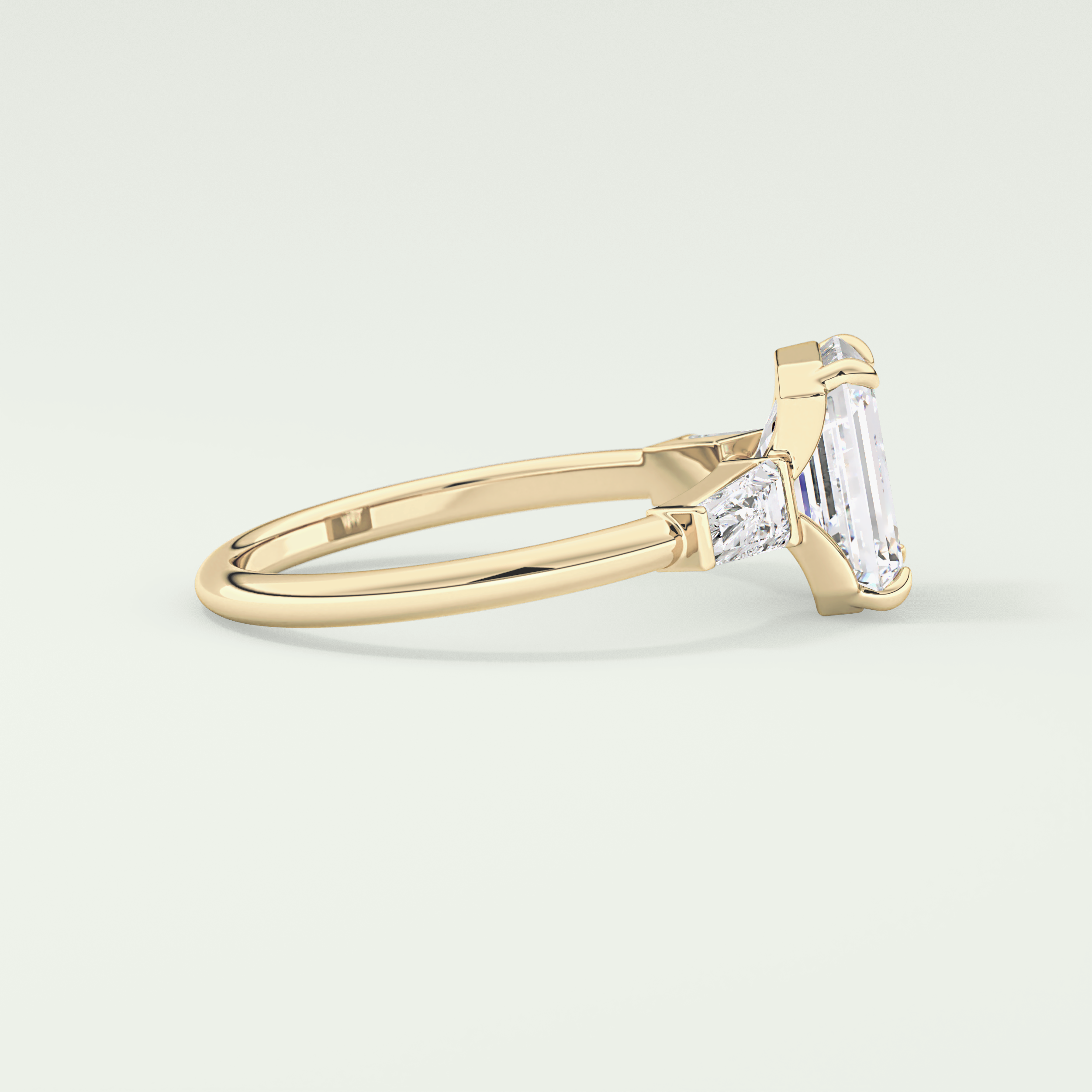2.0 CT Emerald Cut Three Stone Lab Grown Diamond Engagement Ring