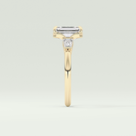 2.0 CT Emerald Cut Three Stone Lab Grown Diamond Engagement Ring