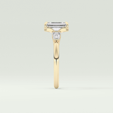 2.0 CT Emerald Cut Three Stone Lab Grown Diamond Engagement Ring
