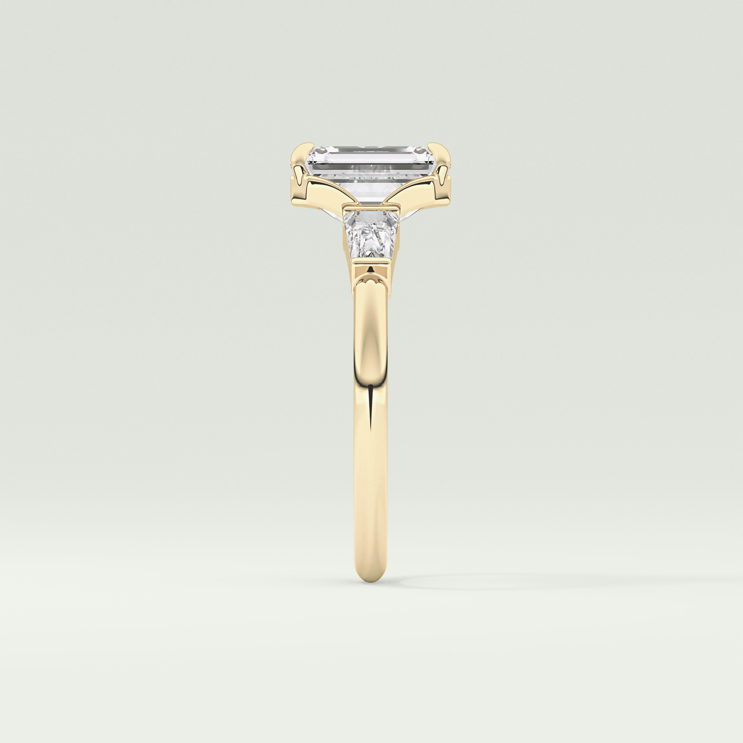 2.0 CT Emerald Cut Three Stone Lab Grown Diamond Engagement Ring