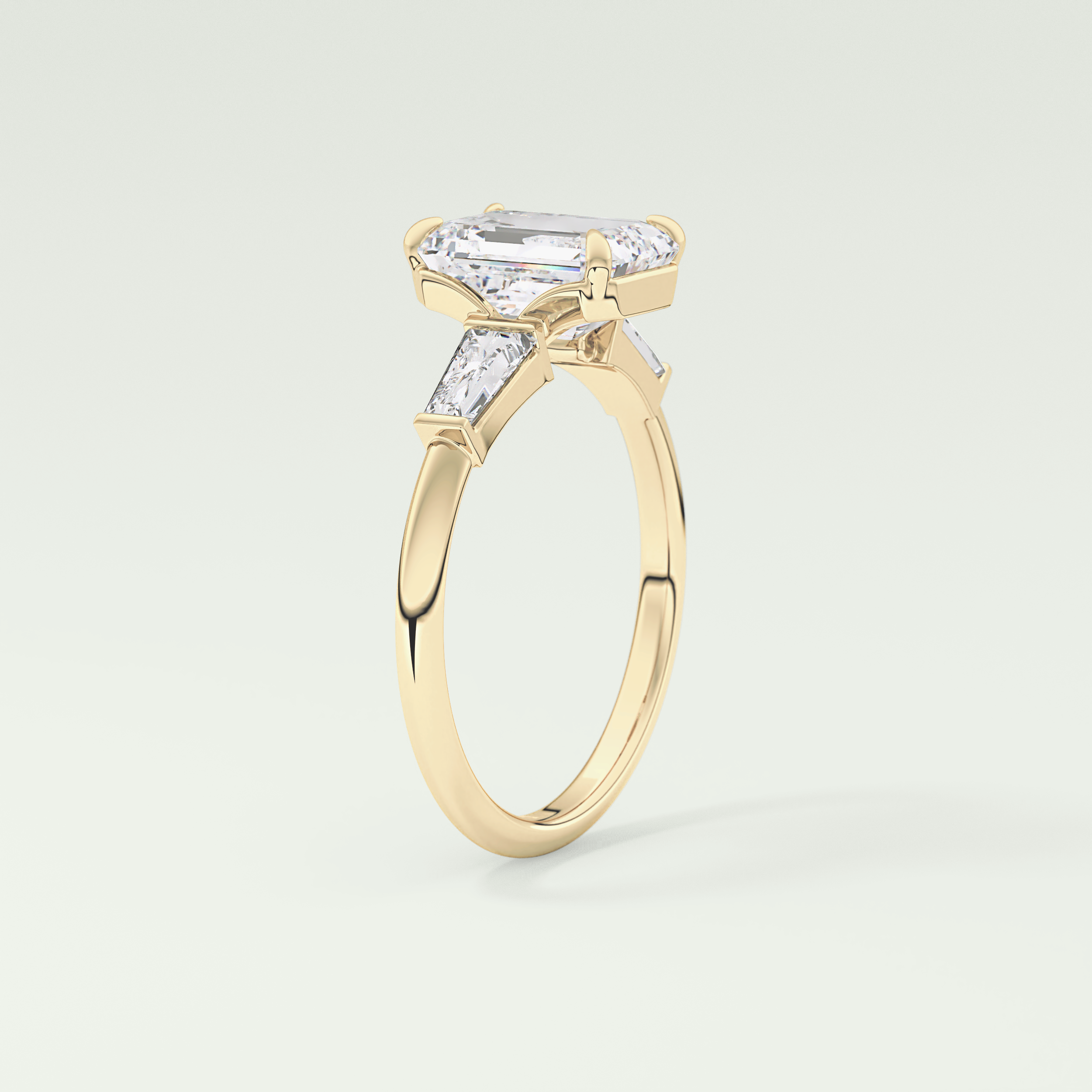 2.0 CT Emerald Cut Three Stone Lab Grown Diamond Engagement Ring
