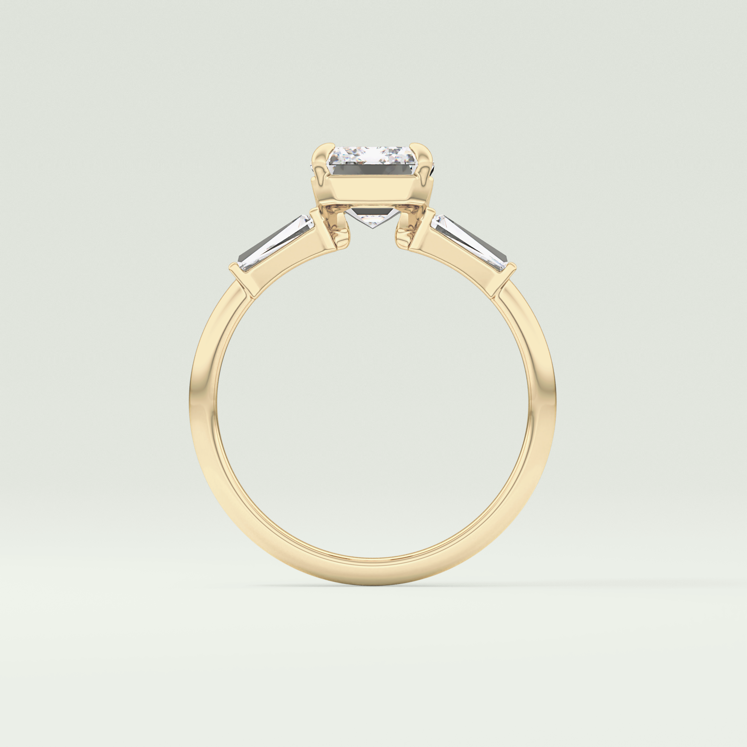 2.0 CT Emerald Cut Three Stone Lab Grown Diamond Engagement Ring