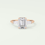 2.0 CT Emerald Cut Three Stone Lab Grown Diamond Engagement Ring