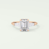2.0 CT Emerald Cut Three Stone Lab Grown Diamond Engagement Ring