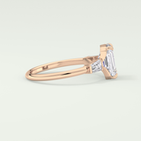 2.0 CT Emerald Cut Three Stone Lab Grown Diamond Engagement Ring