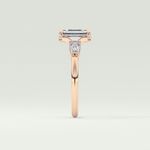 2.0 CT Emerald Cut Three Stone Lab Grown Diamond Engagement Ring