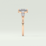 2.0 CT Emerald Cut Three Stone Lab Grown Diamond Engagement Ring