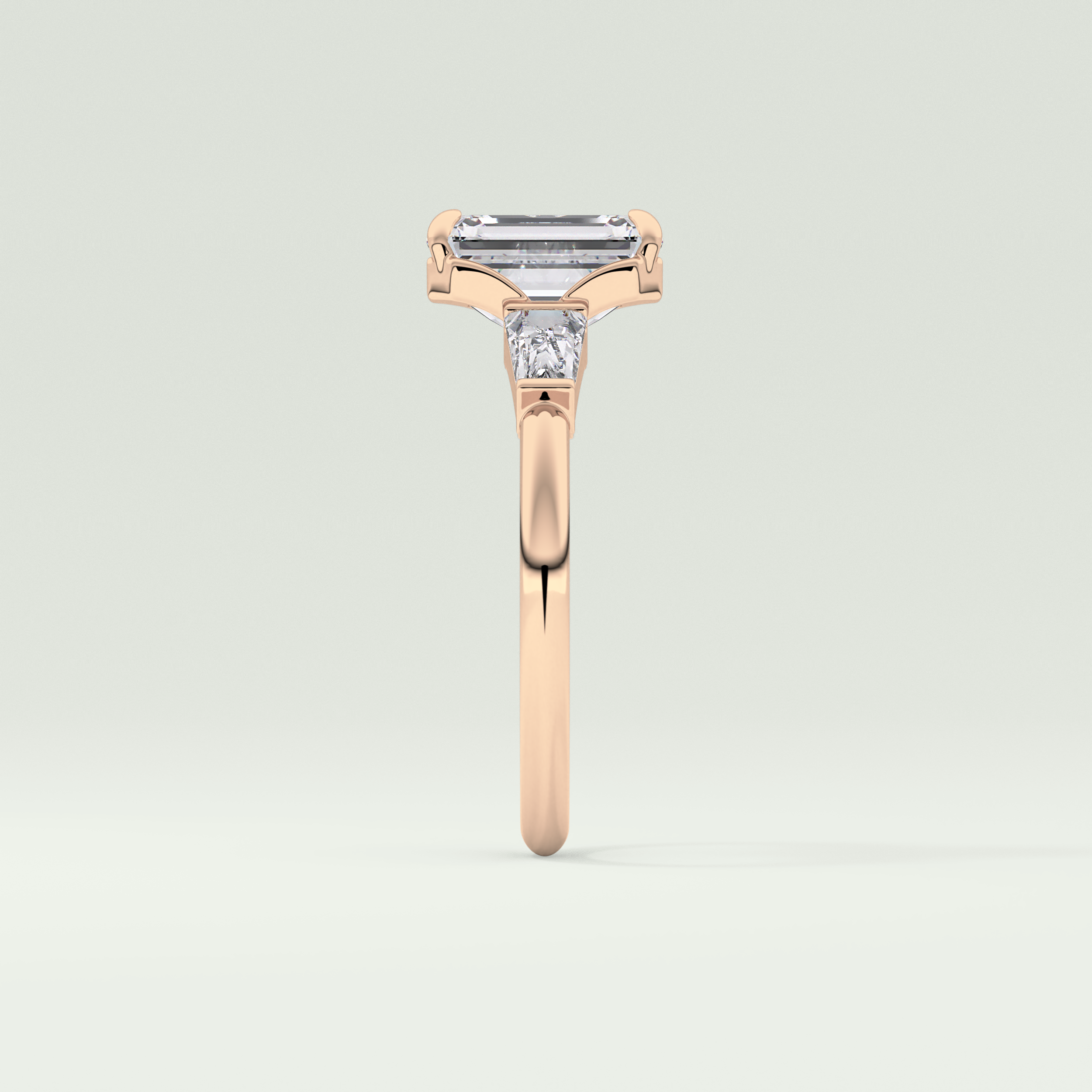 2.0 CT Emerald Cut Three Stone Lab Grown Diamond Engagement Ring