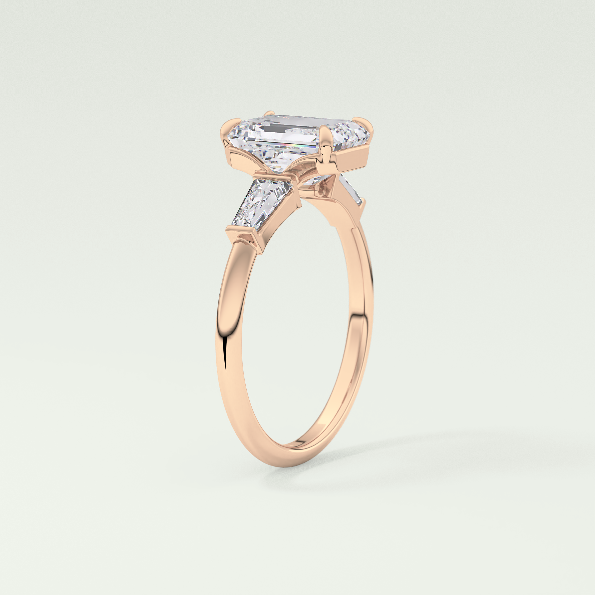 2.0 CT Emerald Cut Three Stone Lab Grown Diamond Engagement Ring