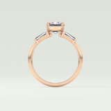 2.0 CT Emerald Cut Three Stone Lab Grown Diamond Engagement Ring