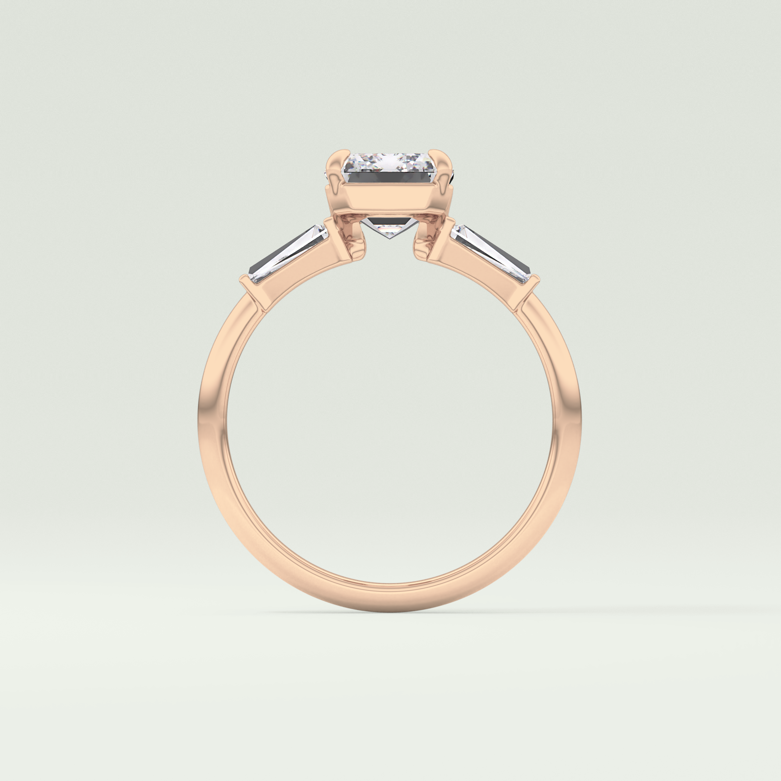2.0 CT Emerald Cut Three Stone Lab Grown Diamond Engagement Ring