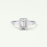 2.0 CT Emerald Cut Three Stone Lab Grown Diamond Engagement Ring