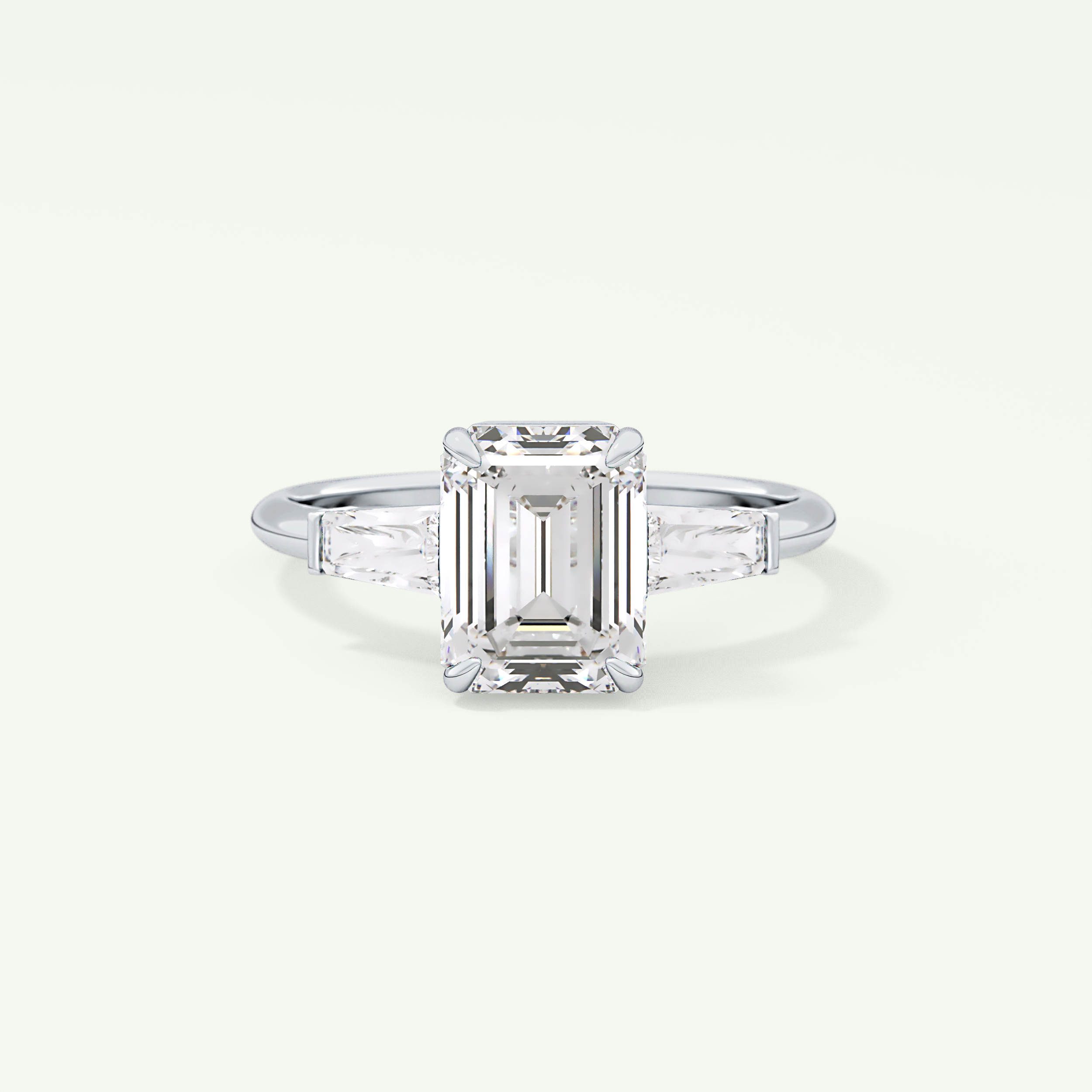 2.0 CT Emerald Cut Three Stone Lab Grown Diamond Engagement Ring