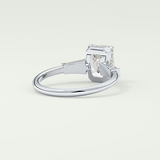 2.0 CT Emerald Cut Three Stone Lab Grown Diamond Engagement Ring