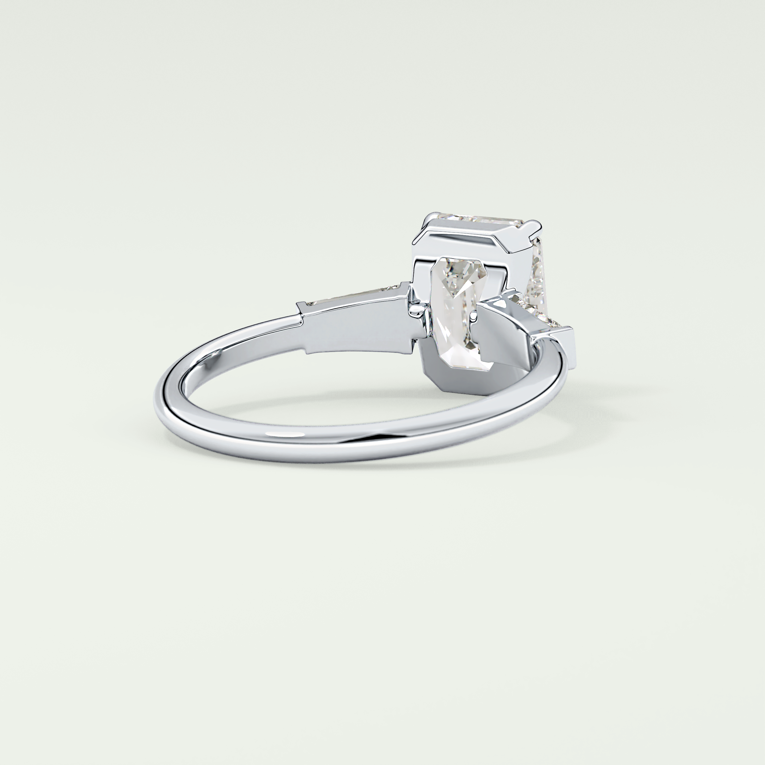 2.0 CT Emerald Cut Three Stone Lab Grown Diamond Engagement Ring