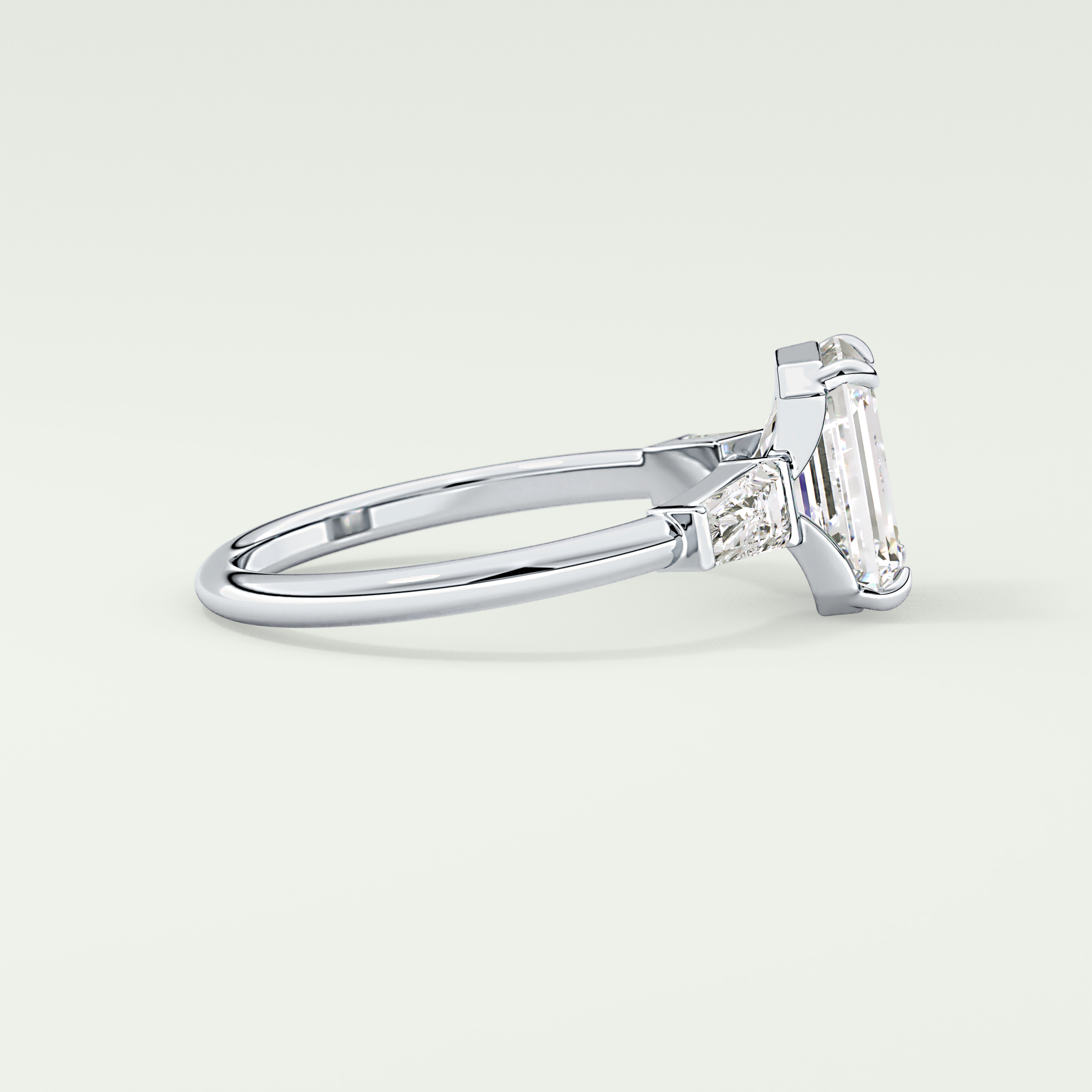 2.0 CT Emerald Cut Three Stone Lab Grown Diamond Engagement Ring
