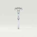 2.0 CT Emerald Cut Three Stone Lab Grown Diamond Engagement Ring