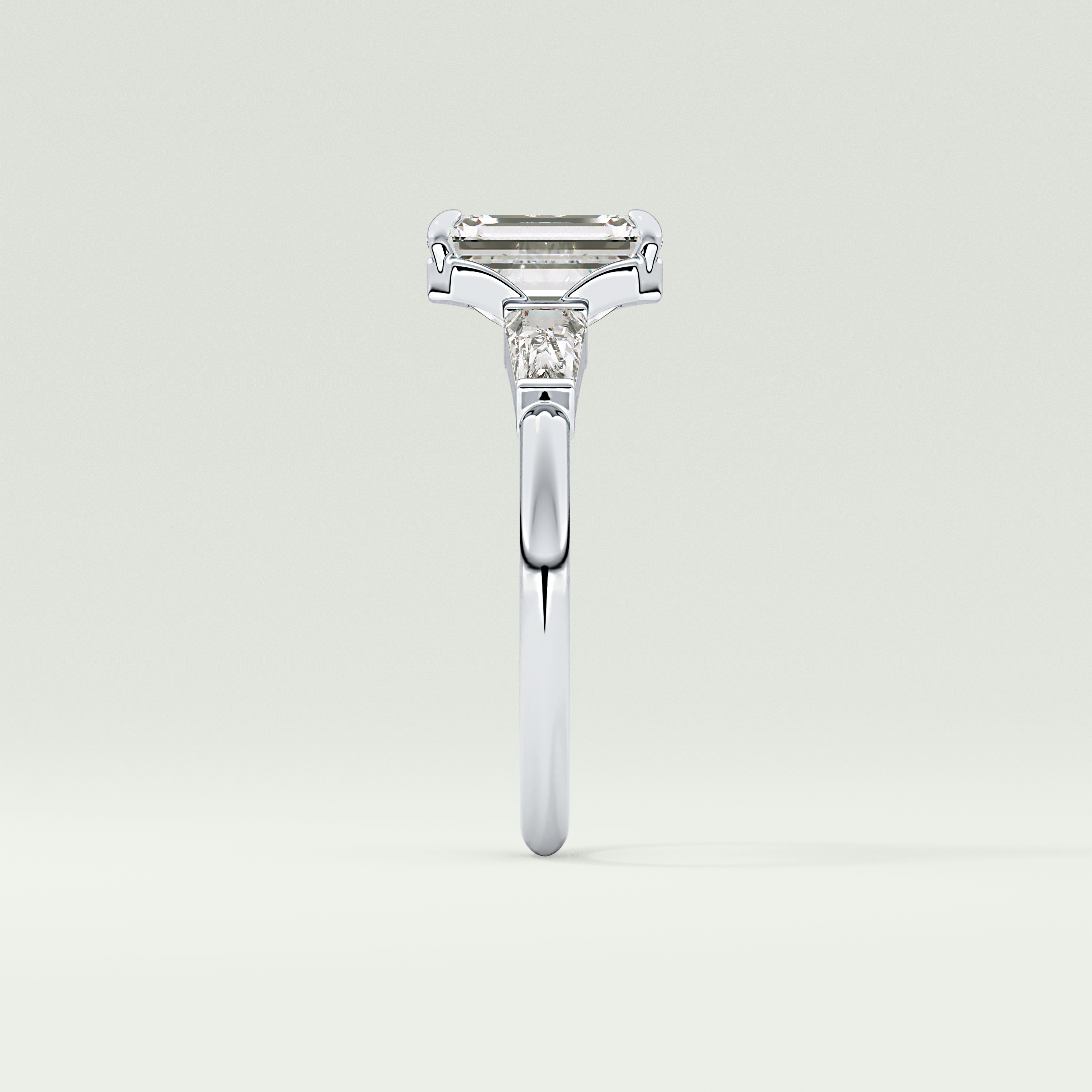 2.0 CT Emerald Cut Three Stone Lab Grown Diamond Engagement Ring