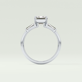 2.0 CT Emerald Cut Three Stone Lab Grown Diamond Engagement Ring