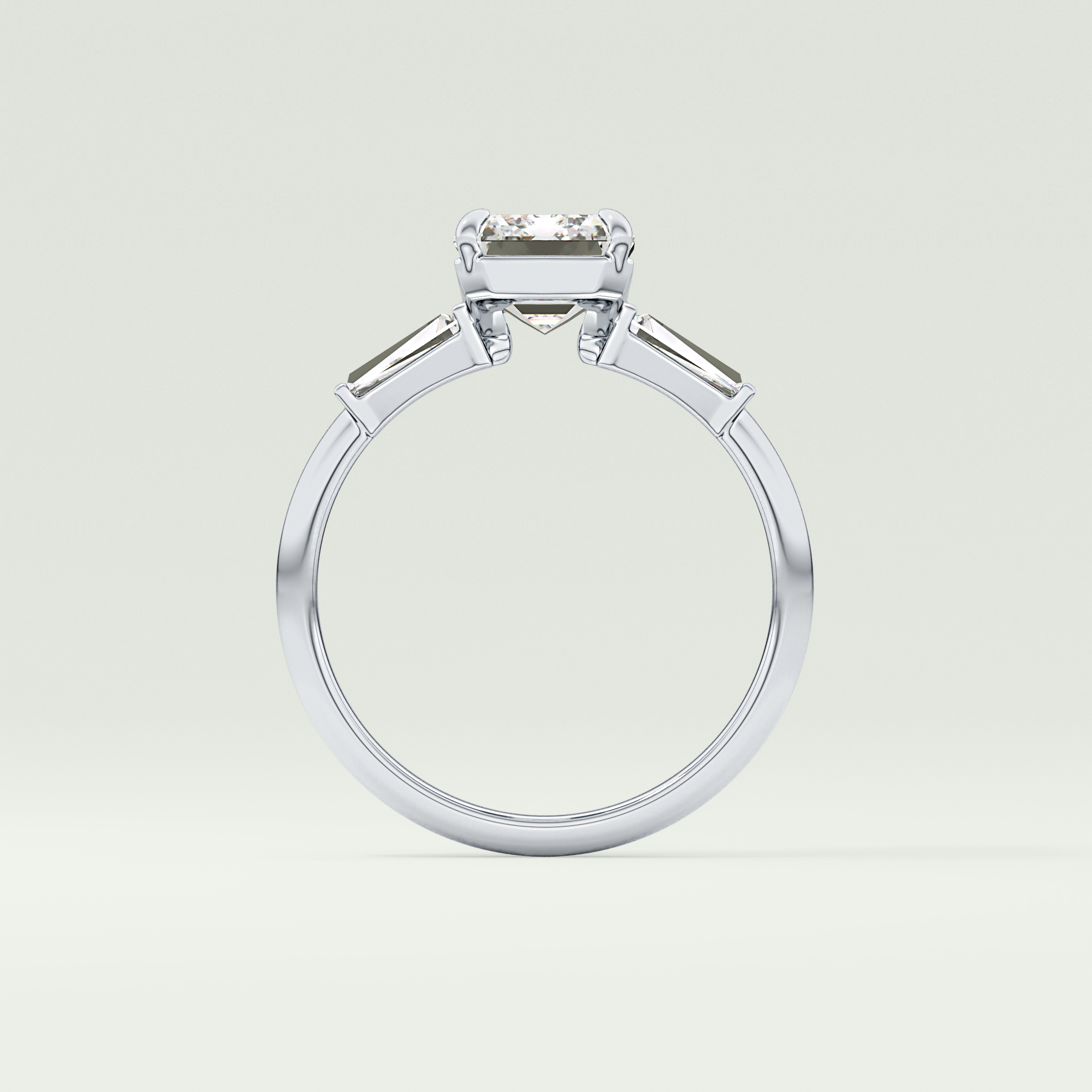 2.0 CT Emerald Cut Three Stone Lab Grown Diamond Engagement Ring