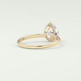 2.0 CT Pear Cut Hidden Halo CVD Engagement Ring