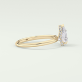 2.0 CT Pear Cut Hidden Halo CVD Engagement Ring