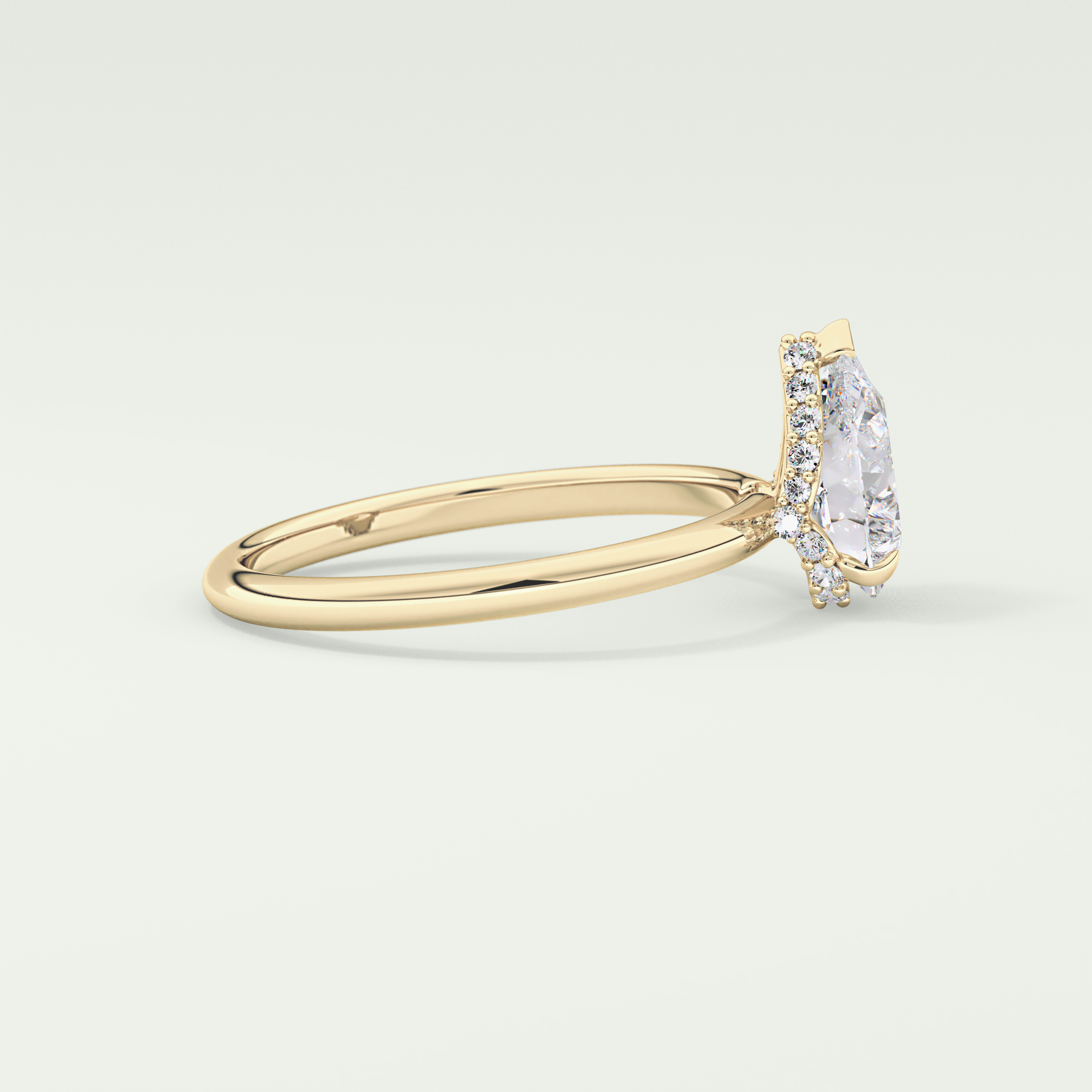 2.0 CT Pear Cut Hidden Halo CVD Engagement Ring