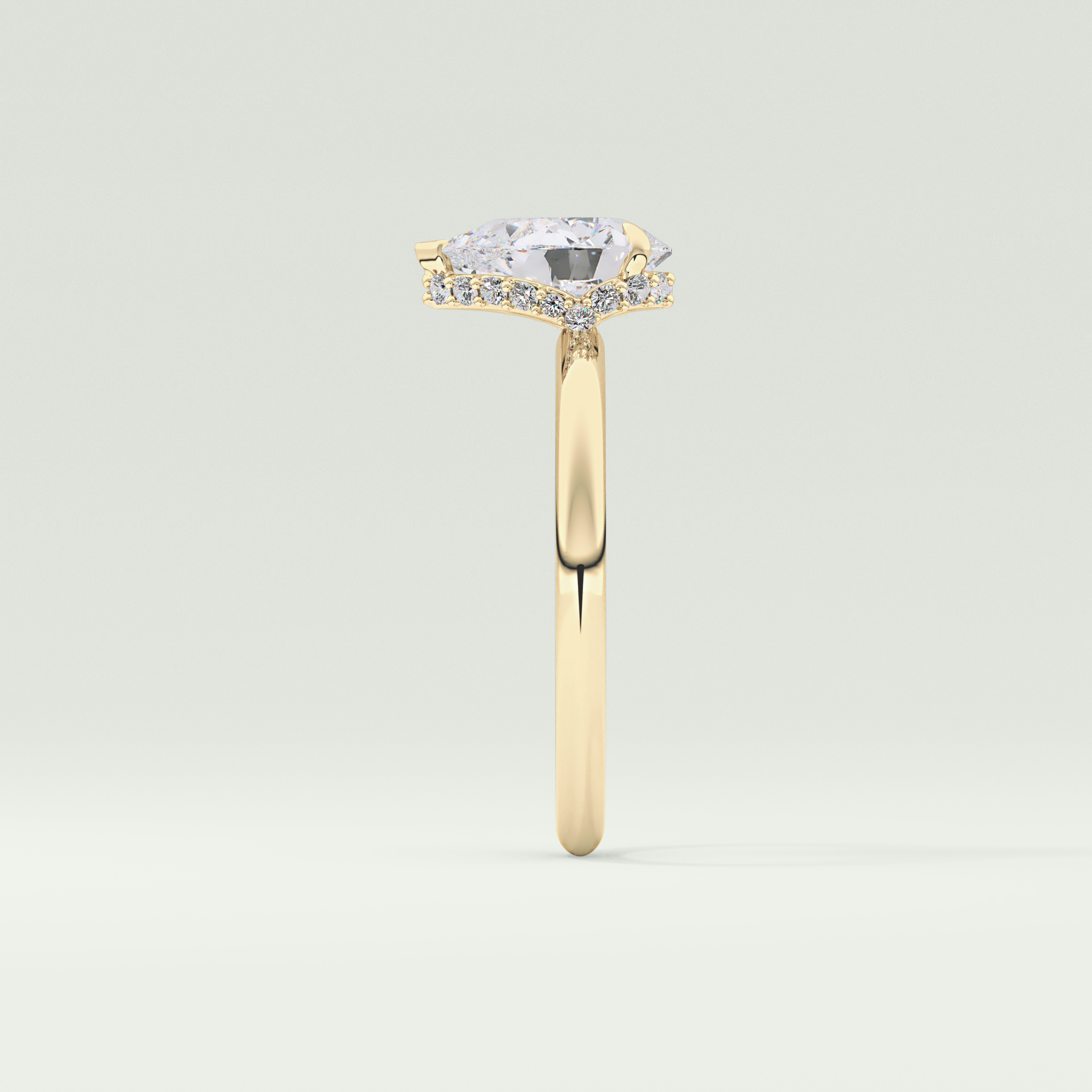 2.0 CT Pear Cut Hidden Halo CVD Engagement Ring