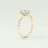 2.0 CT Pear Cut Hidden Halo CVD Engagement Ring