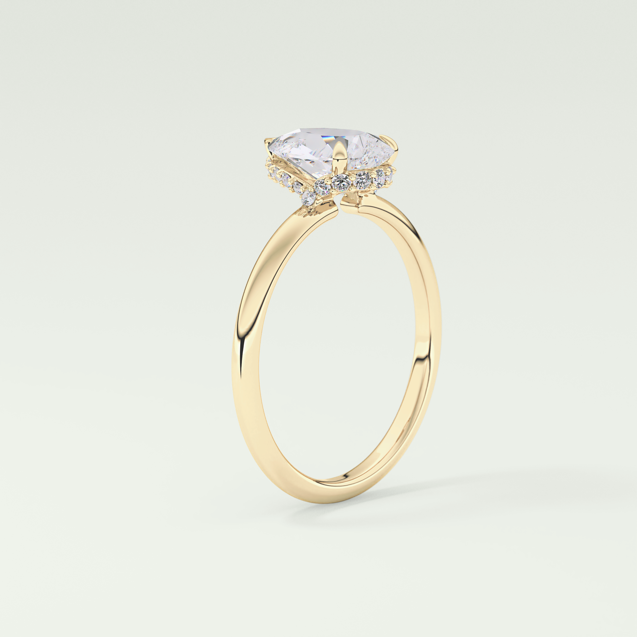2.0 CT Pear Cut Hidden Halo CVD Engagement Ring