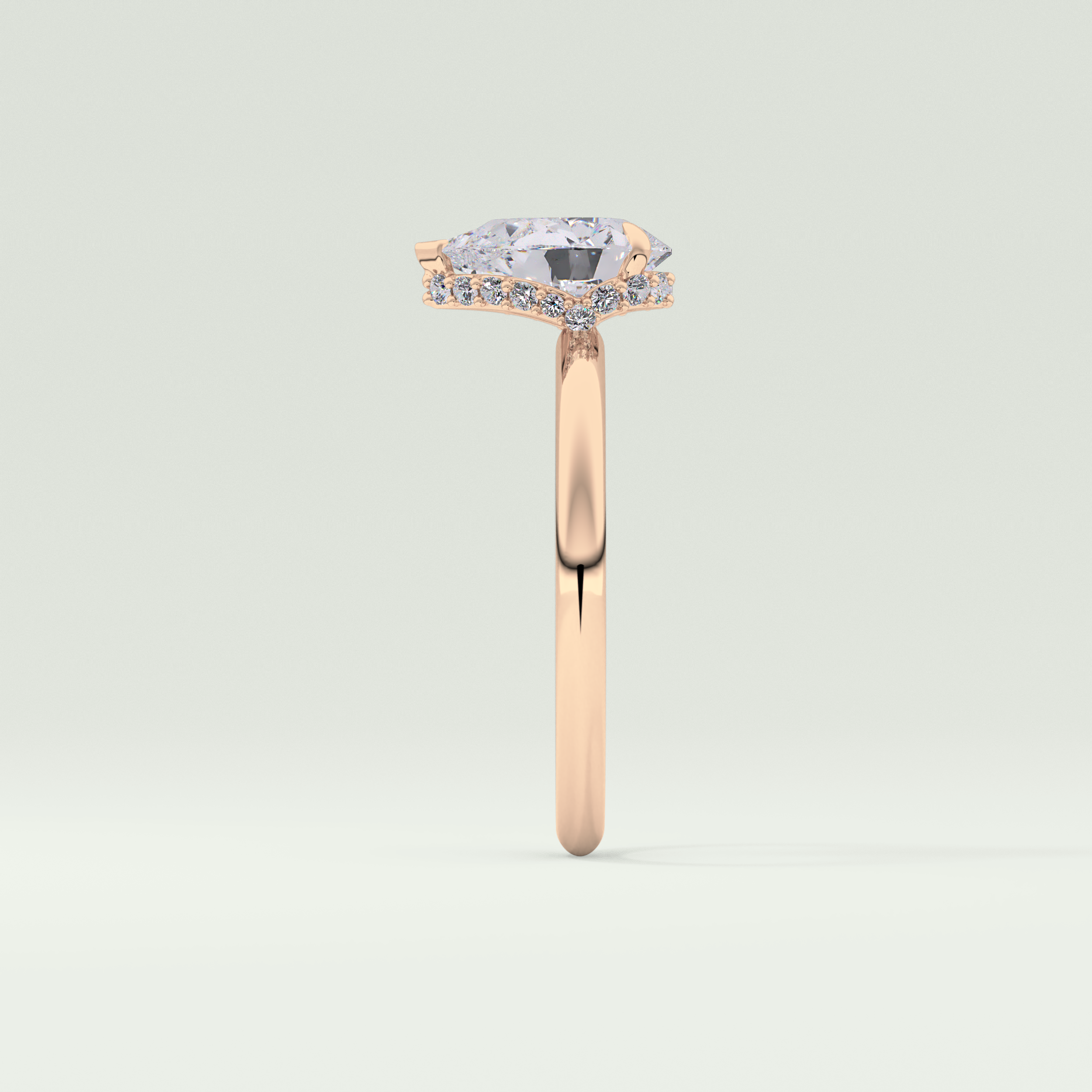 2.0 CT Pear Cut Hidden Halo CVD Engagement Ring