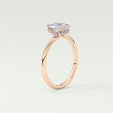 2.0 CT Pear Cut Hidden Halo CVD Engagement Ring