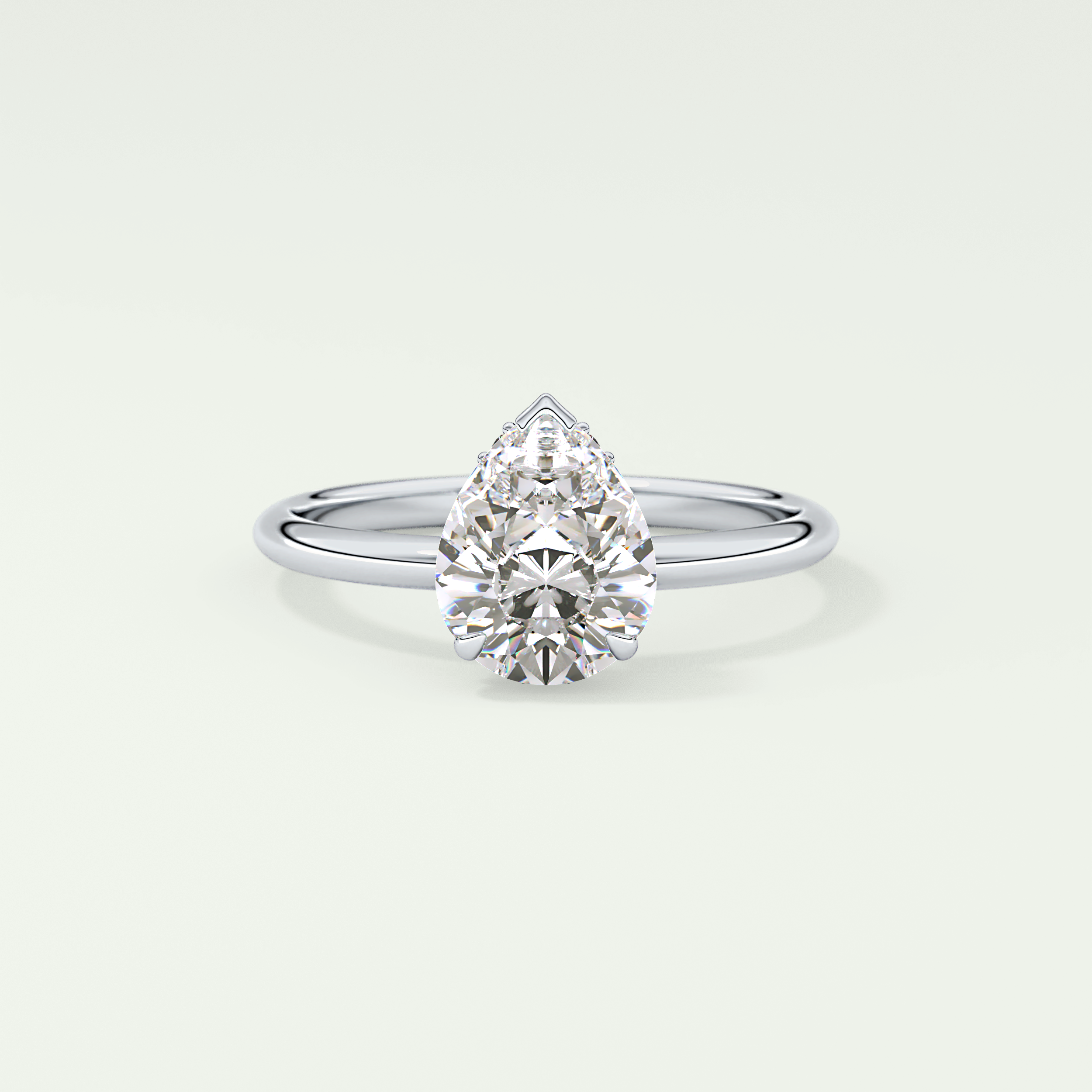 2.0 CT Pear Cut Hidden Halo CVD Engagement Ring